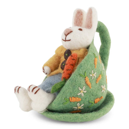 Felt White Bunny - in Cup with Carrot