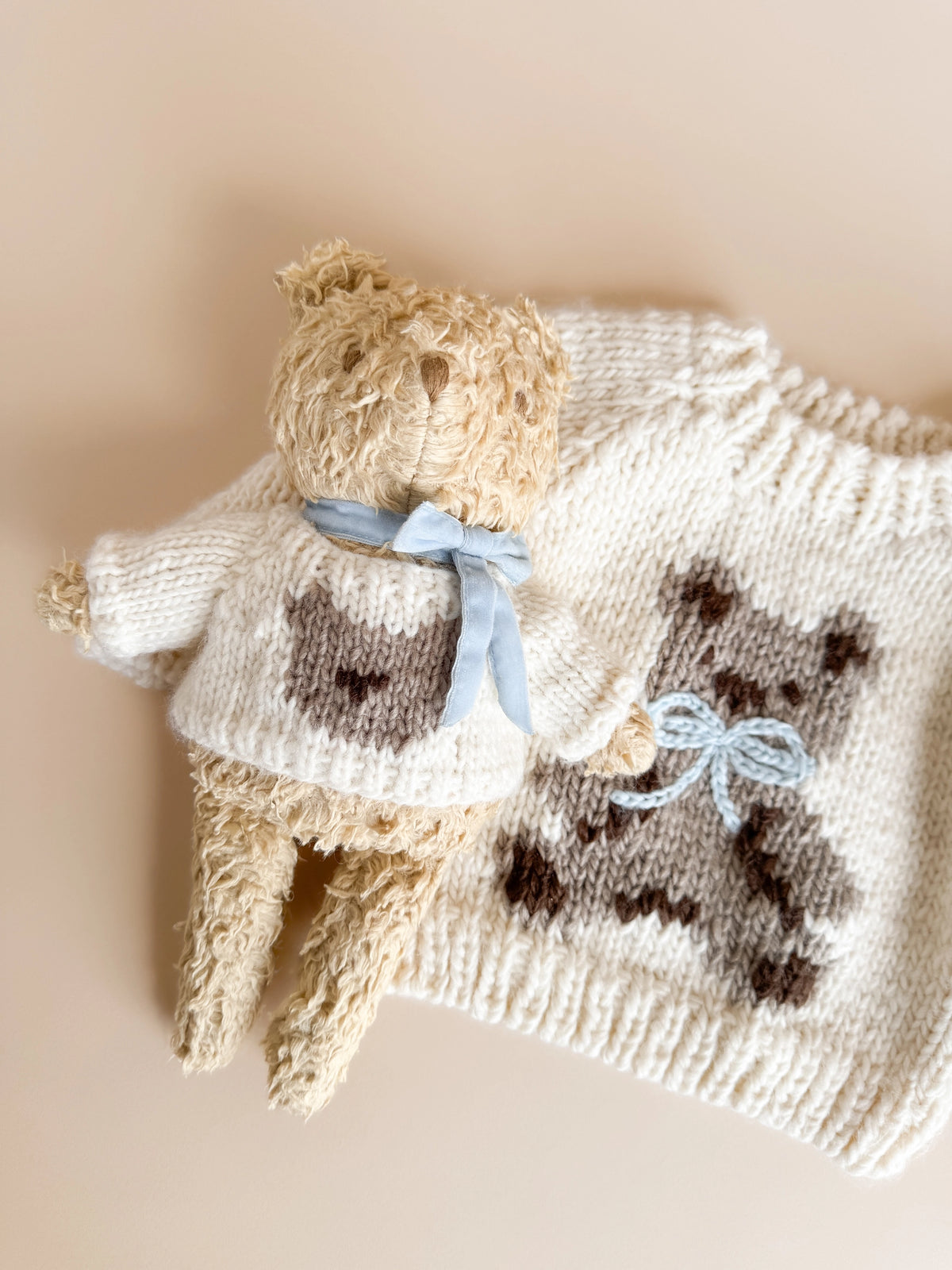 Baby Crew Neck Sweater - Teddy Bear Blue