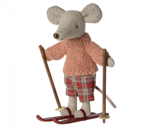 Big Sister Mouse - Winter with Ski Set - Rose Sweater