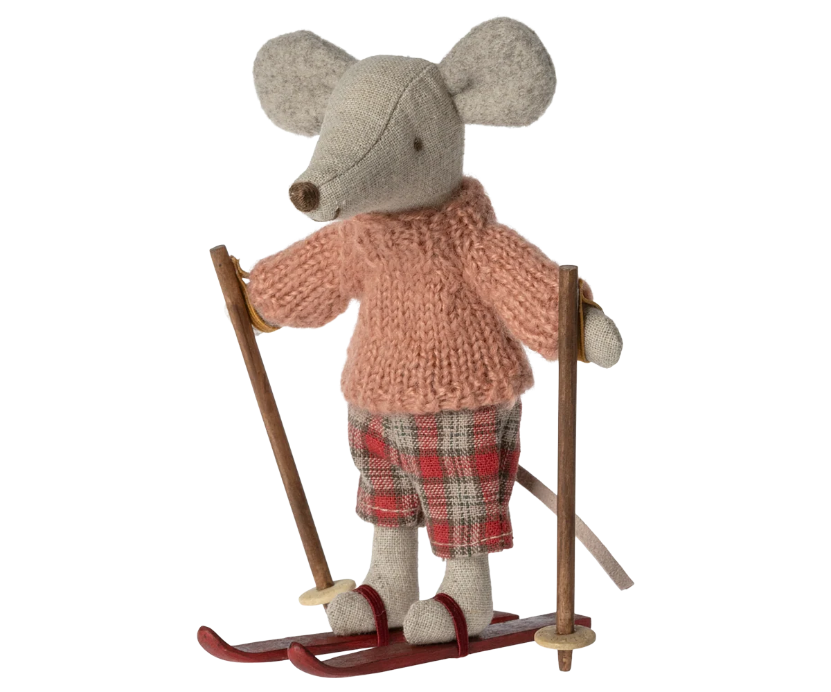 Big Sister Mouse - Winter with Ski Set - Rose Sweater