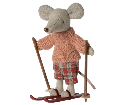 Big Sister Mouse - Winter with Ski Set - Rose Sweater