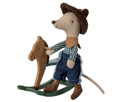 Little Brother Mouse - Cowboy Mouse on Rocking Horse