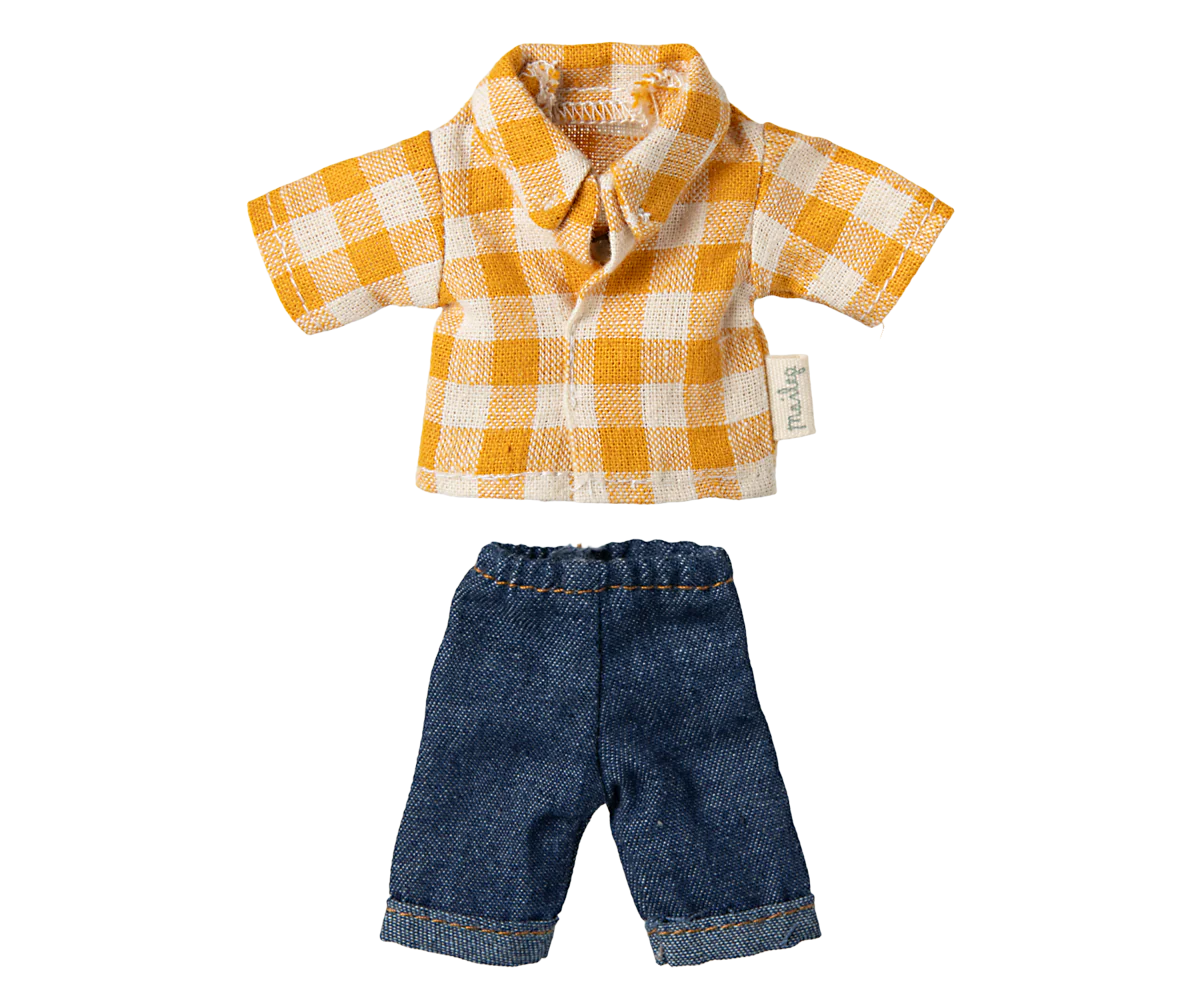 Mouse Clothes - Dad - Yellow Checked Shirt & Pants