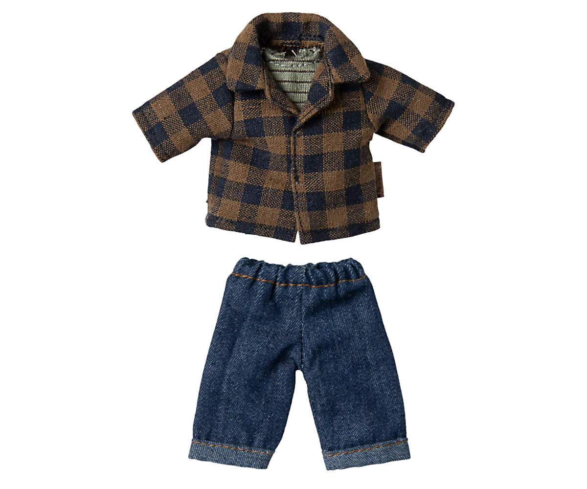 Mouse Clothes - Dad - Brown Checked Shirt & Pants