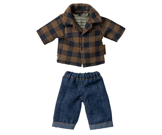 Mouse Clothes - Dad - Brown Checked Shirt & Pants