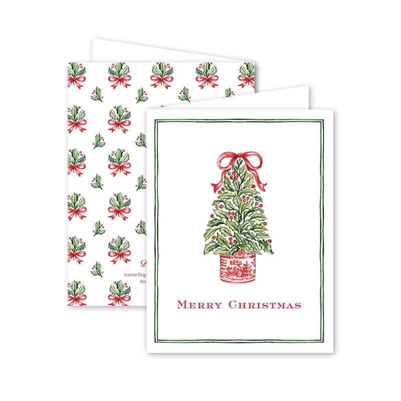 Card - Holly Ribbons Tree