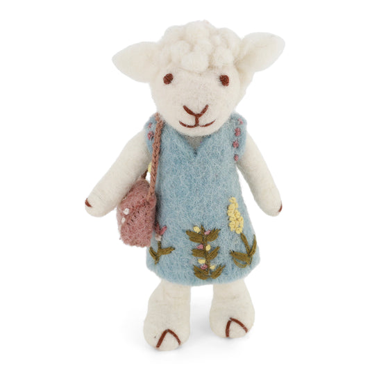 Felt White Sheep - in Dress with Purse