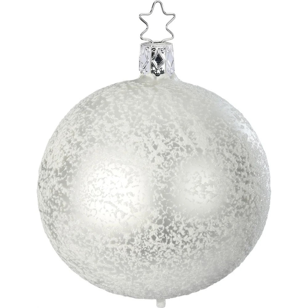 Ornament - Ball Snowball White Matt 4"
