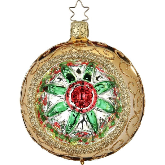Ornament - Ball Inkgold Shiny Reflection Holly 3.2"