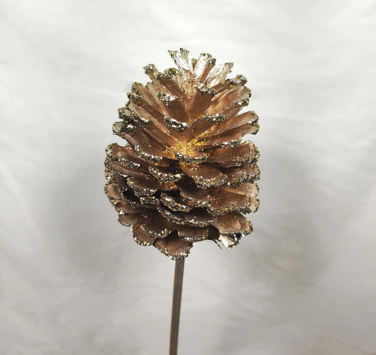 Pine Cone - Glittered Champagne (set of 5)