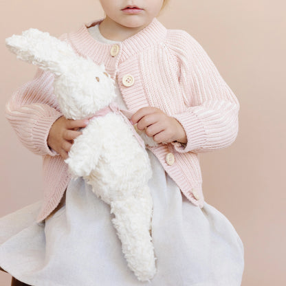 Sherpa Bunny with Velvet Bow - Blush