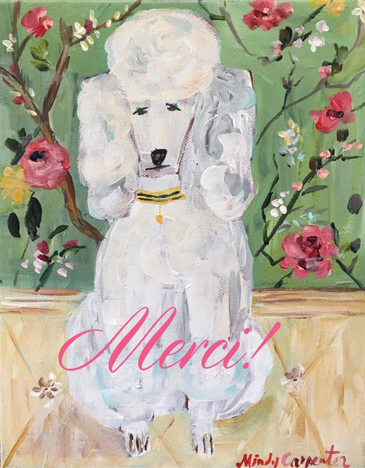Card - Thank You - Merci Poodle