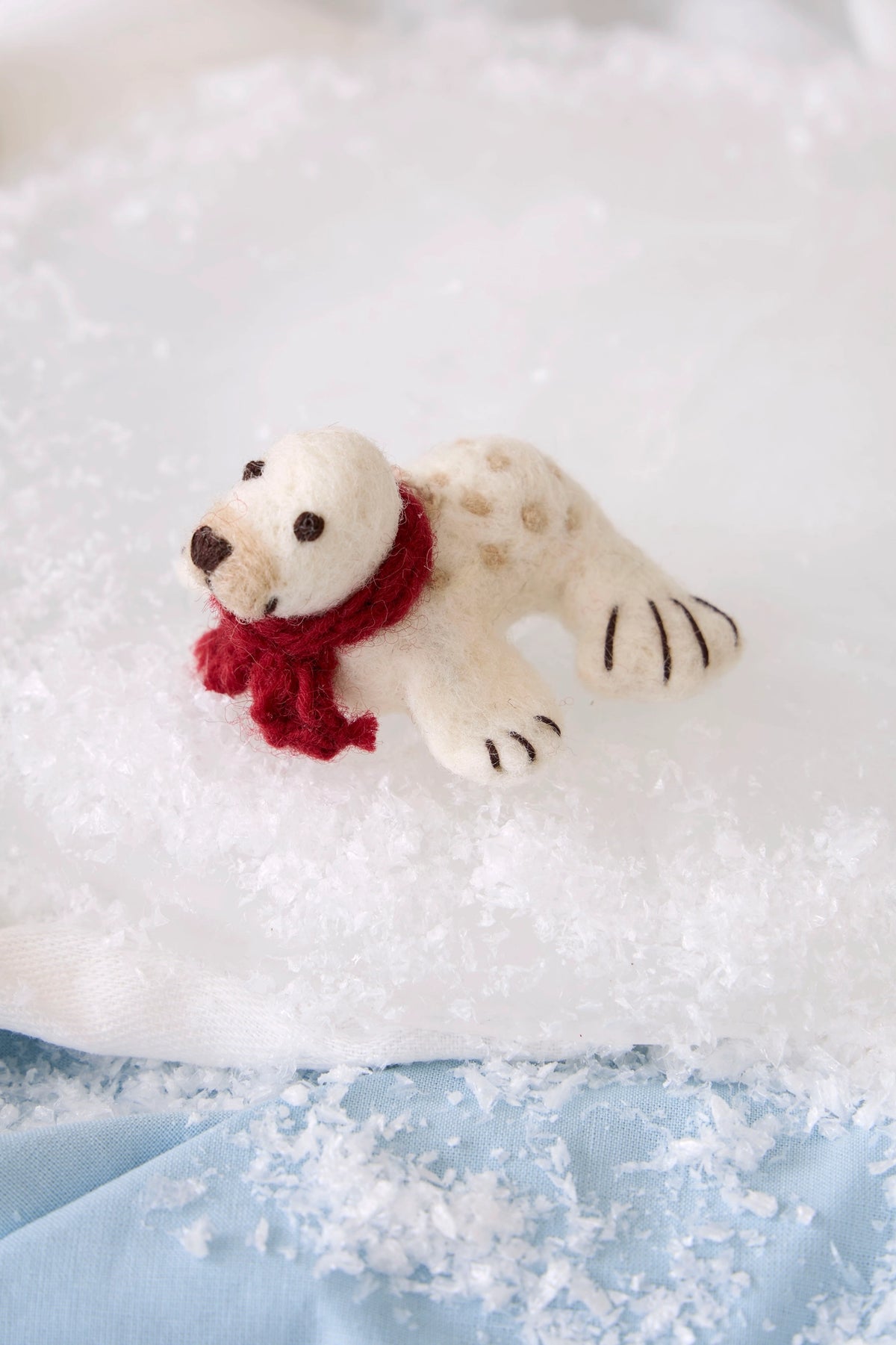 Felt White Baby Seal - with Scarf
