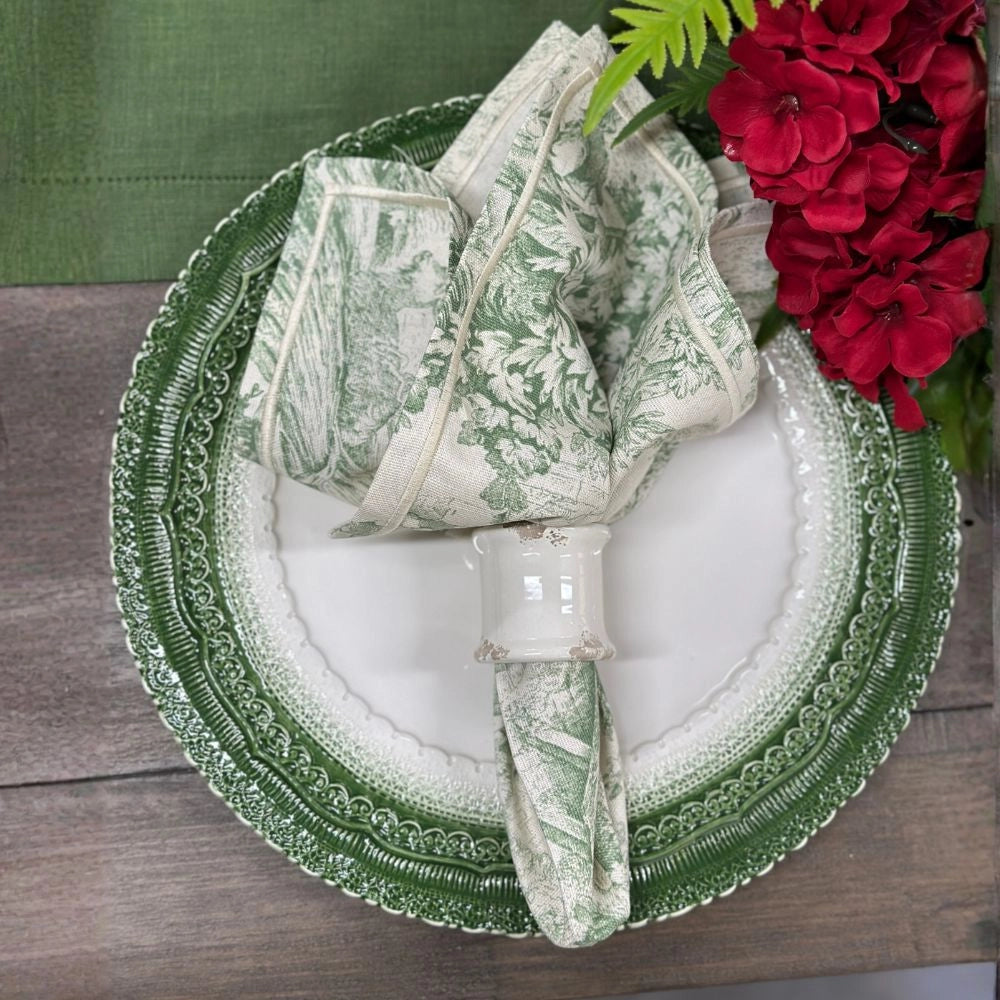 Napkin Large - Green Toile