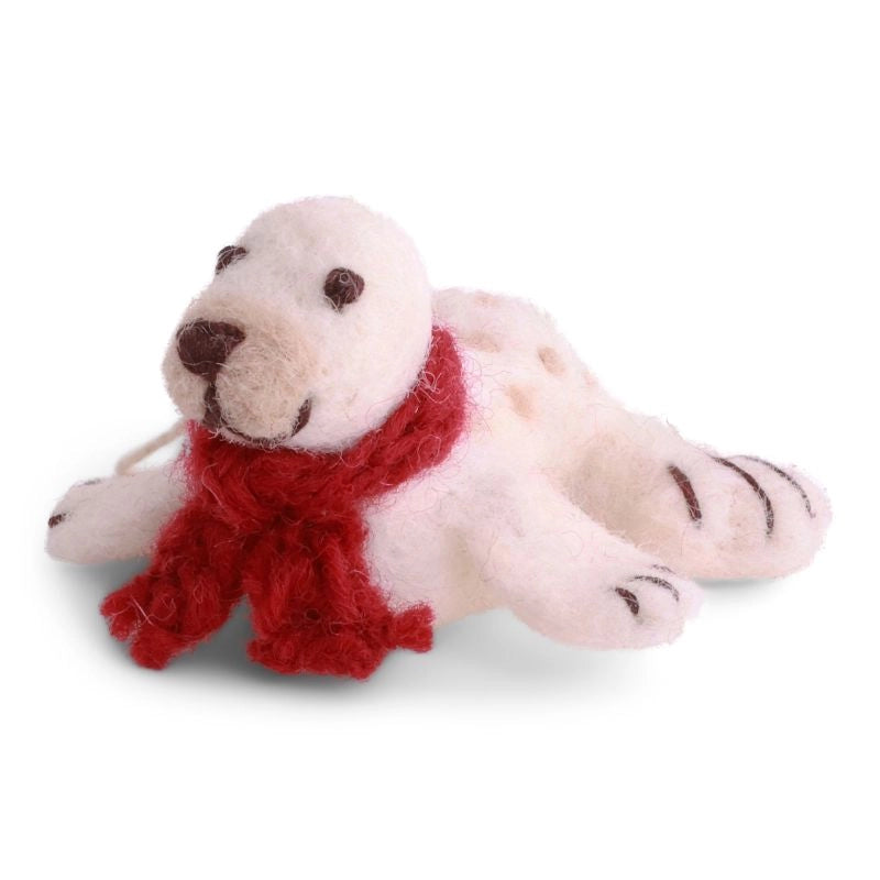 Felt White Baby Seal - with Scarf