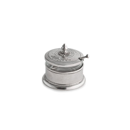 Pewter Peltro Condiment Bowl with Spoon