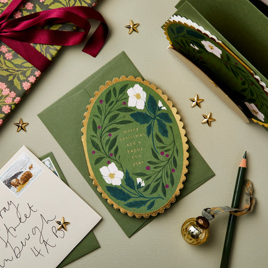 Card - Green Flora 'Merry Christmas'