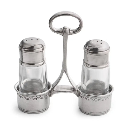 Pewter Tavola Salt and Pepper with Caddy