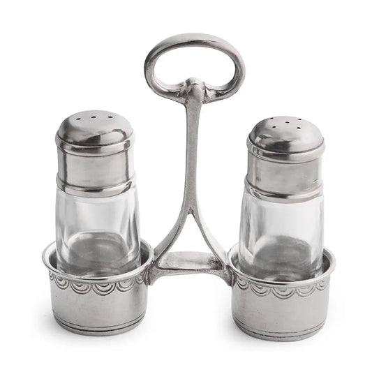 Pewter Tavola Salt and Pepper with Caddy