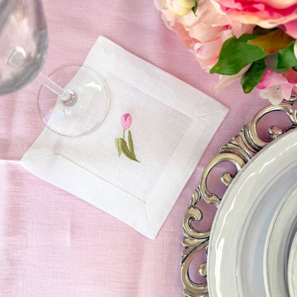 Cocktail Napkin Set - Pink Tulip