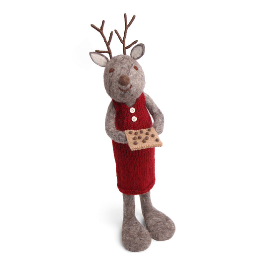 Extra Large Felt Grey Deer - with Baking Sheet