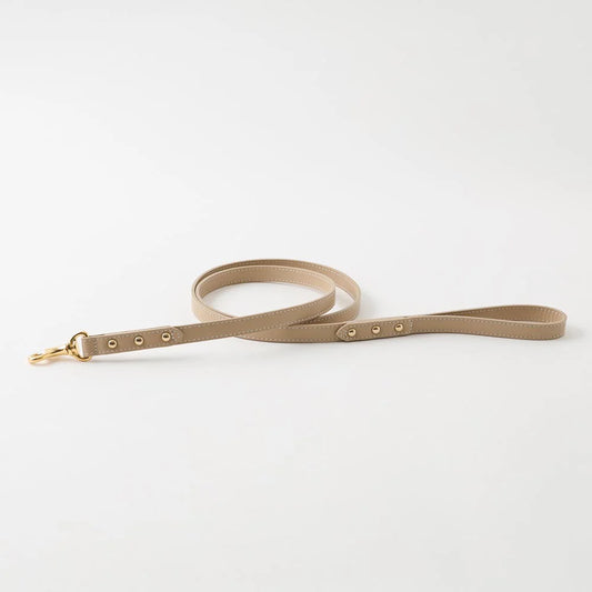 Leather Dog Lead - Beige