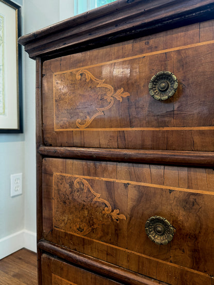 Antique 18th c. Italian Walnut Chest with Inlay