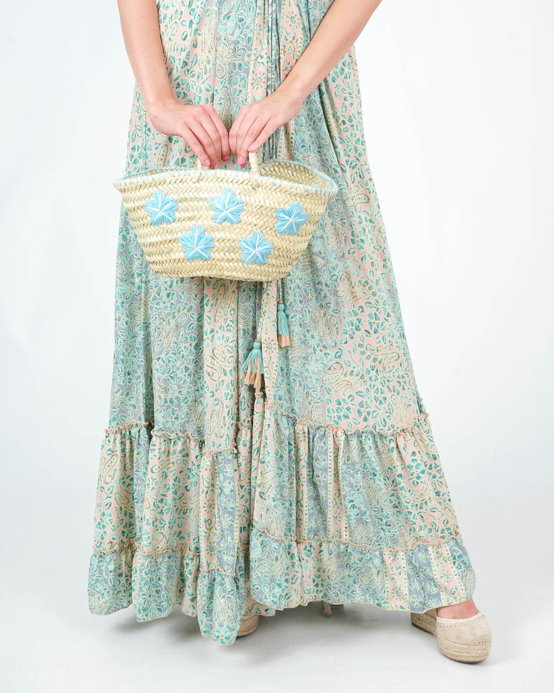 French Market Tote - Embroidered Floral Small