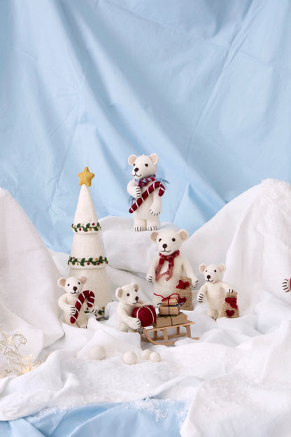 Felt White Polar Bear - with Gift Bag