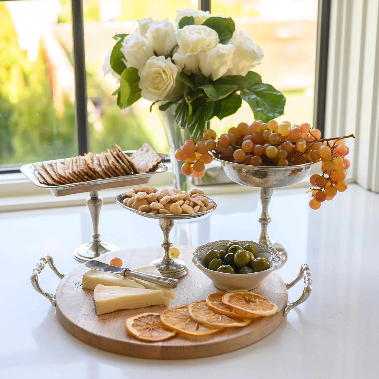 Pewter Pedestal Dish Rectangular