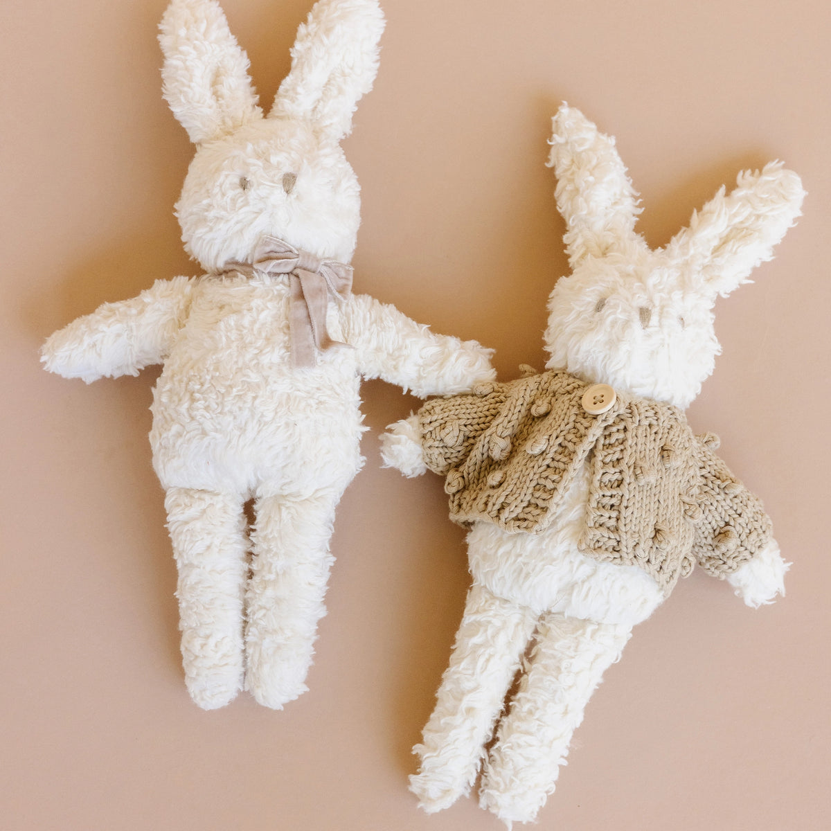 Sherpa Bunny with Velvet Bow - Beige
