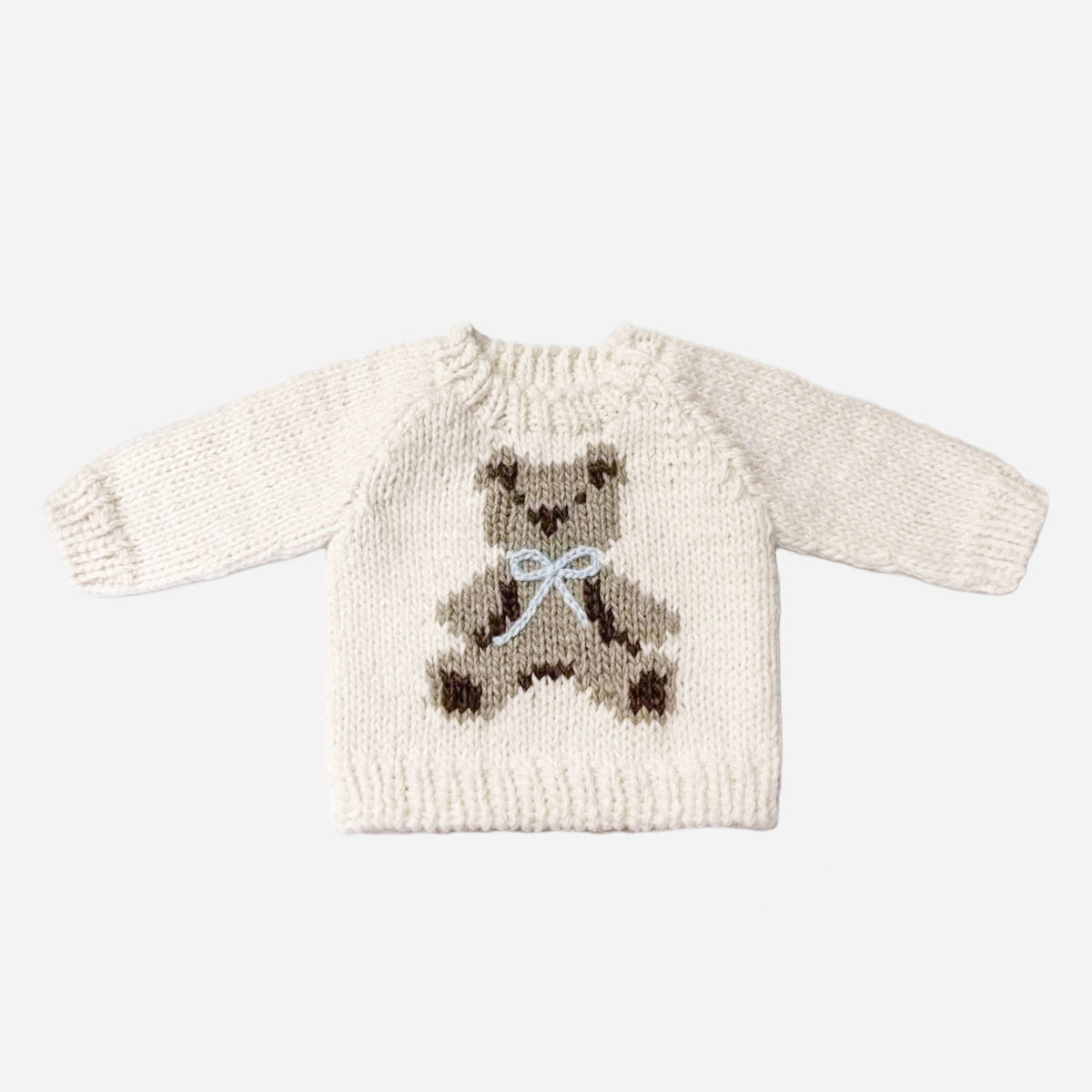 Baby Crew Neck Sweater - Teddy Bear Blue