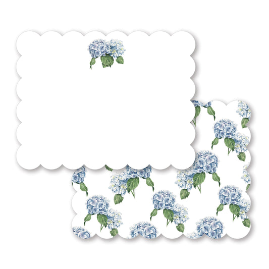 Notecard Set - Scalloped - Blue Hydrangeas
