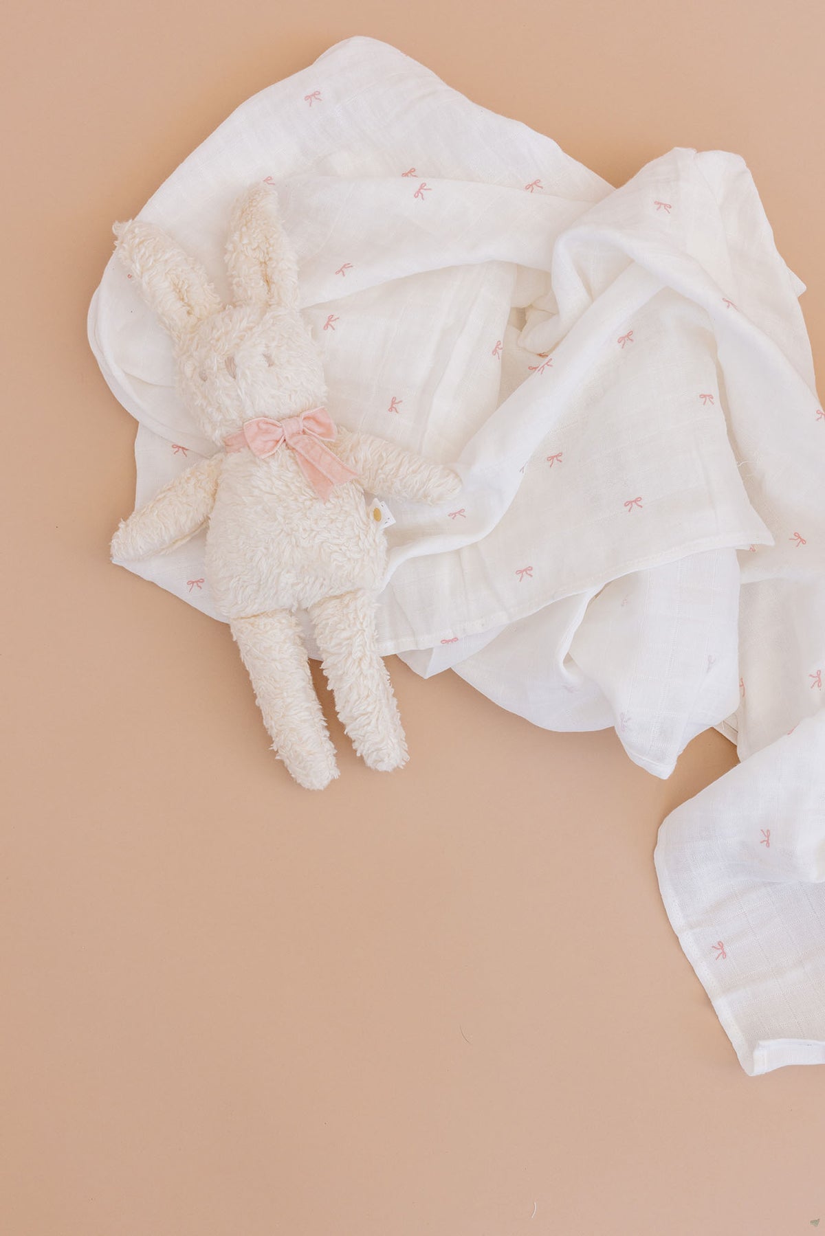 Sherpa Bunny with Velvet Bow - Blush
