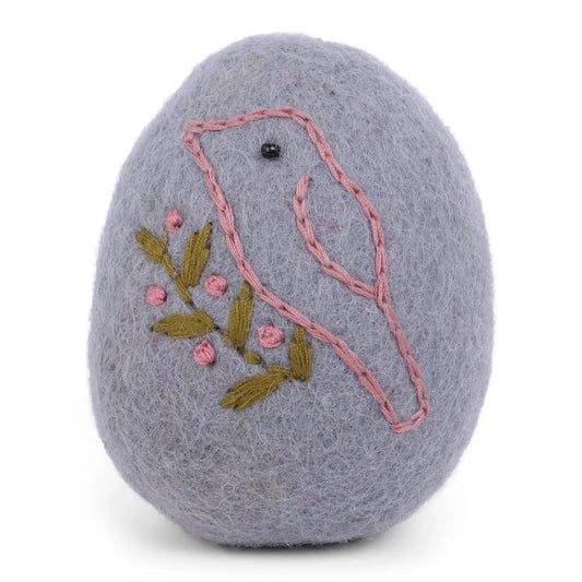Ornament - Egg with Bird - Light Blue