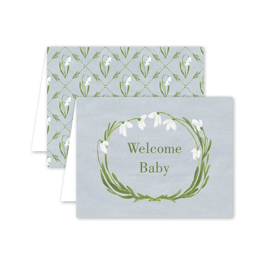 Card - Baby - Snowdrop Meadow Blue