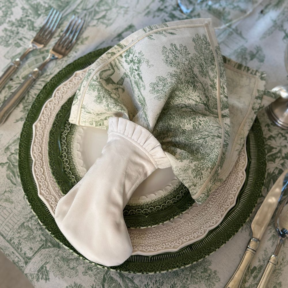 Napkin Large - Green Toile