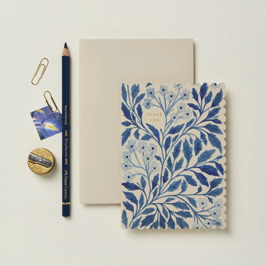 Card - Thank You Blue Flora