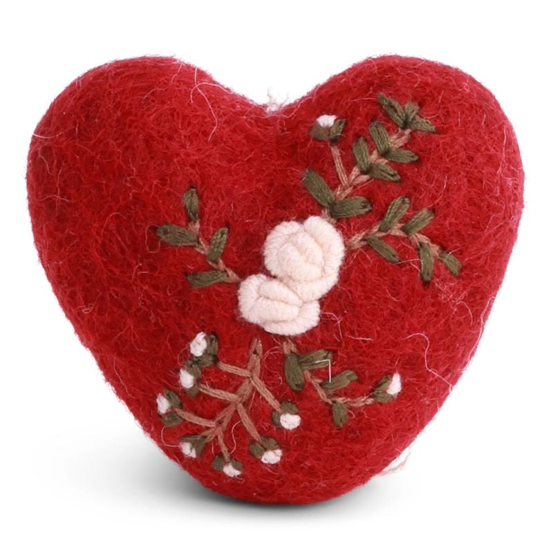 Ornament - Heart Red with Branch