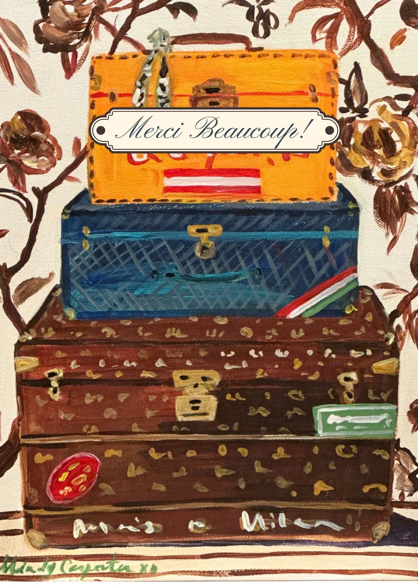 Card - Thank You - Merci Travel Trunks