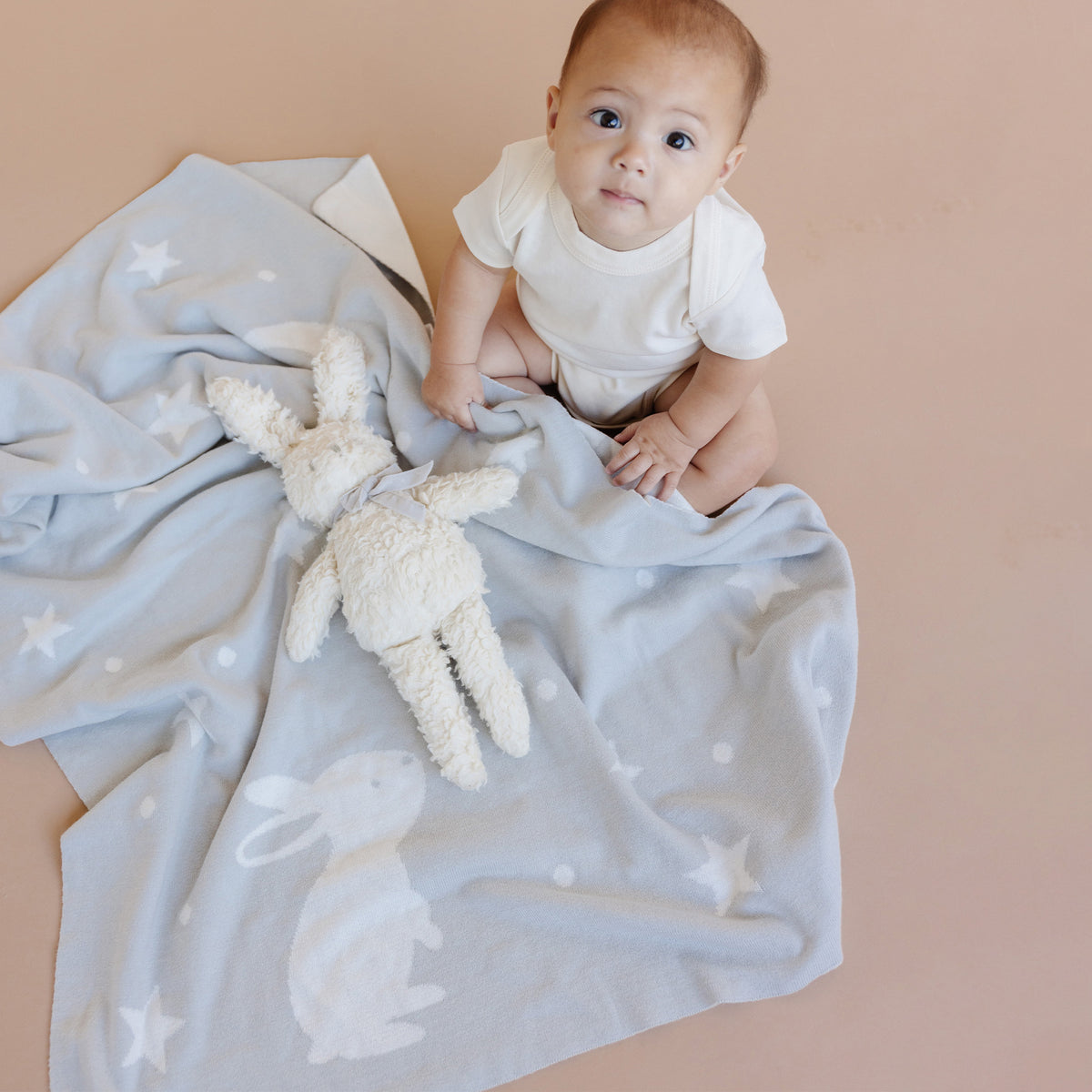 Sherpa Bunny with Velvet Bow - Grey