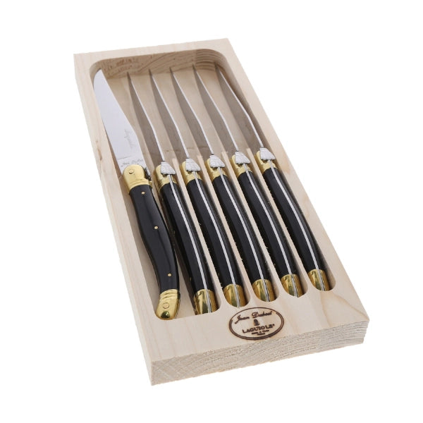 Laguiole Steak Knives - Jean Dubost Black & Brass