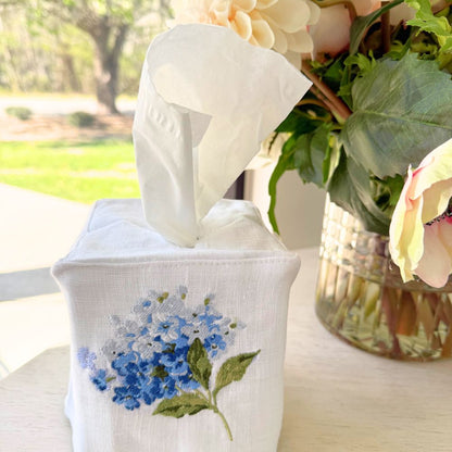 Tissue Box Cover - Blue Hydrangea