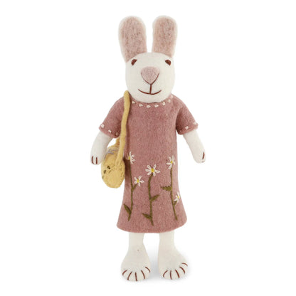 Big Felt White Bunny - in Dress with Purse