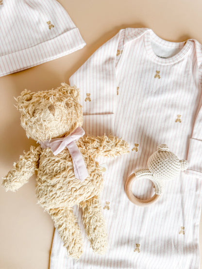 Sherpa Bear with Velvet Bow - Blush