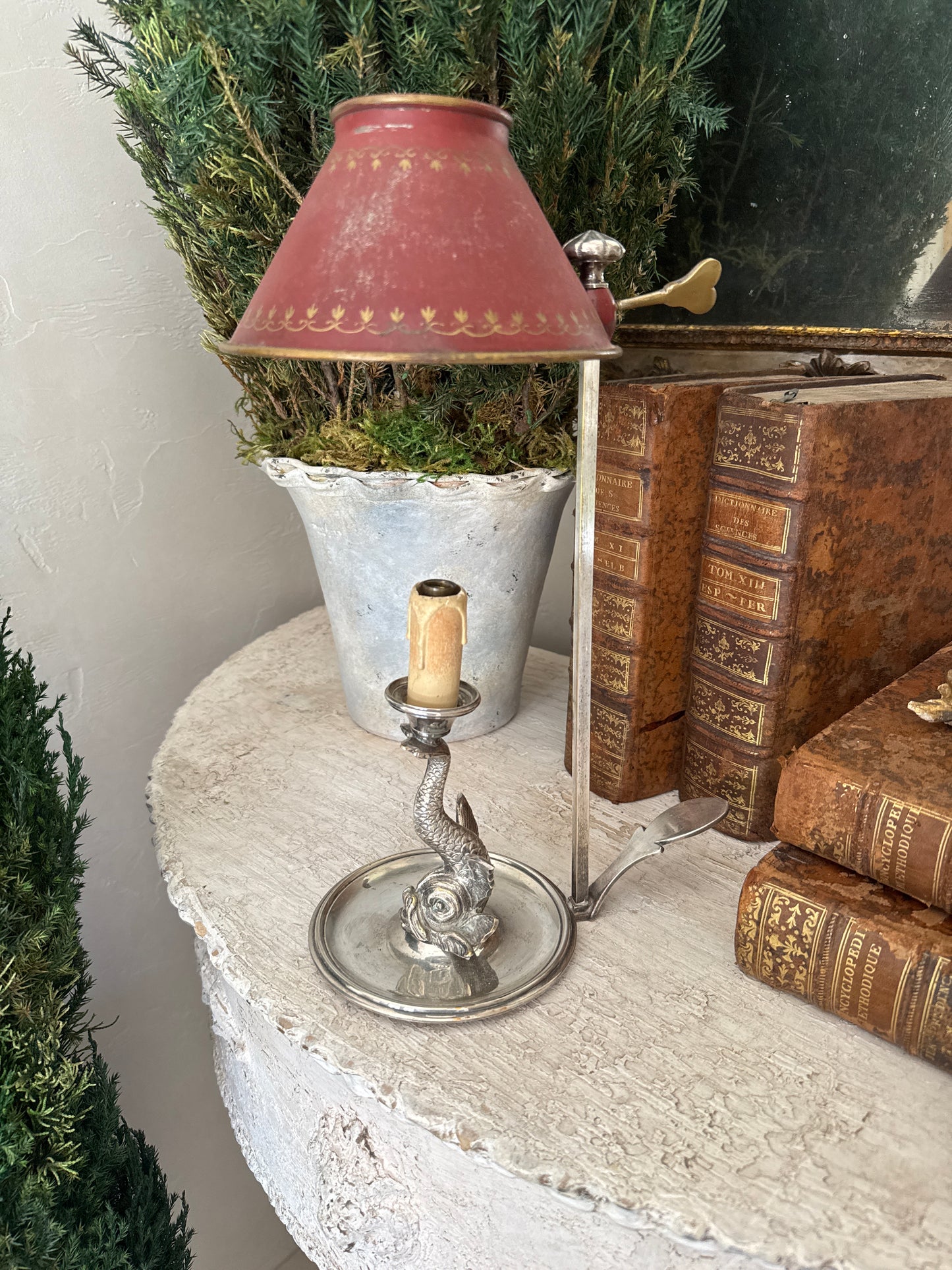 Antique 19th c. French Silverplate Bouillotte Table Lamp