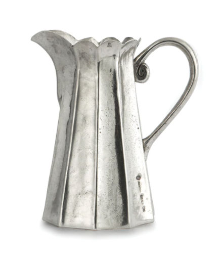 Pewter Pitcher Tall Scalloped
