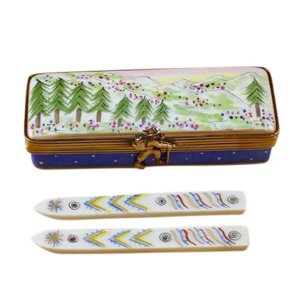 Limoges Porcelain - Ski Box with Skis
