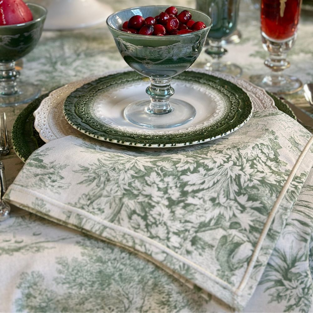 Napkin Large - Green Toile