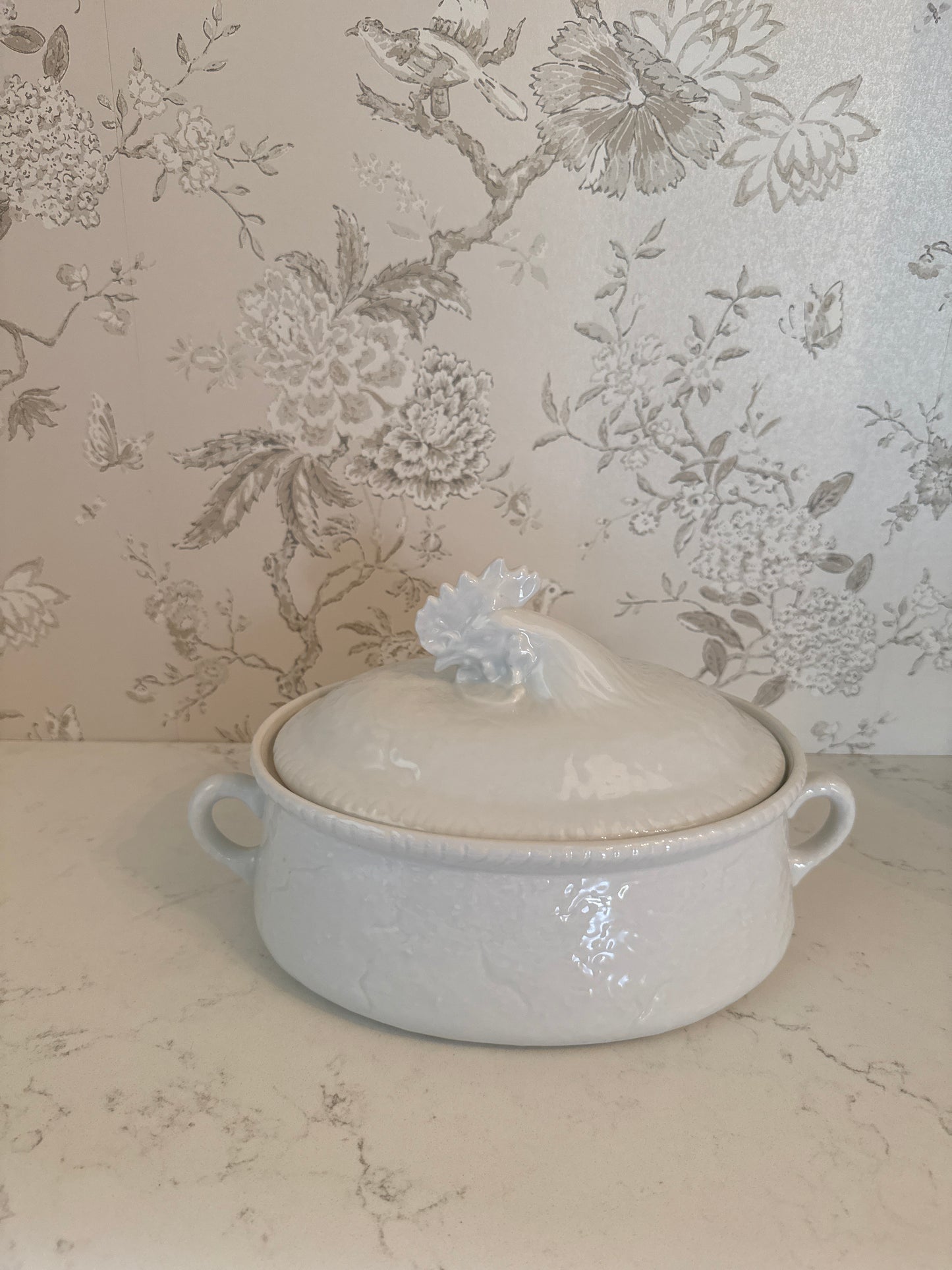 Vintage 20th c. French Ironstone Rooster Tureen